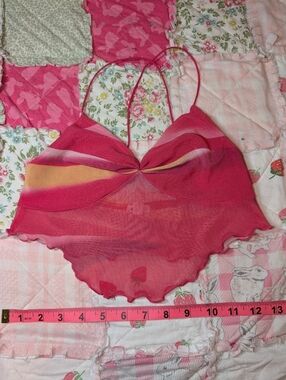 Garage Pink and Orange Sheer Cropped Tank